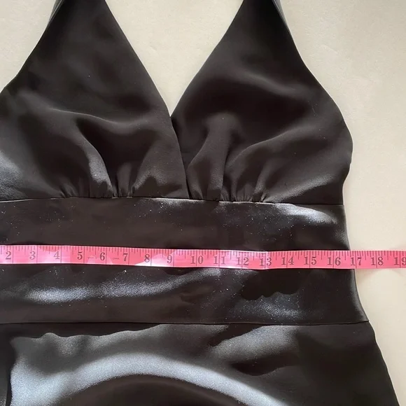 JONES NEW YORK DRESS 14 Black Satin Midi Cocktail Dress Fit and Flair NWT - Picture 7 of 14